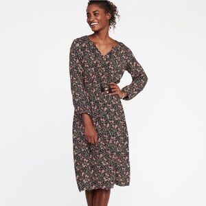 Old Navy Black and Pink Floral Long Sleeve Dress
